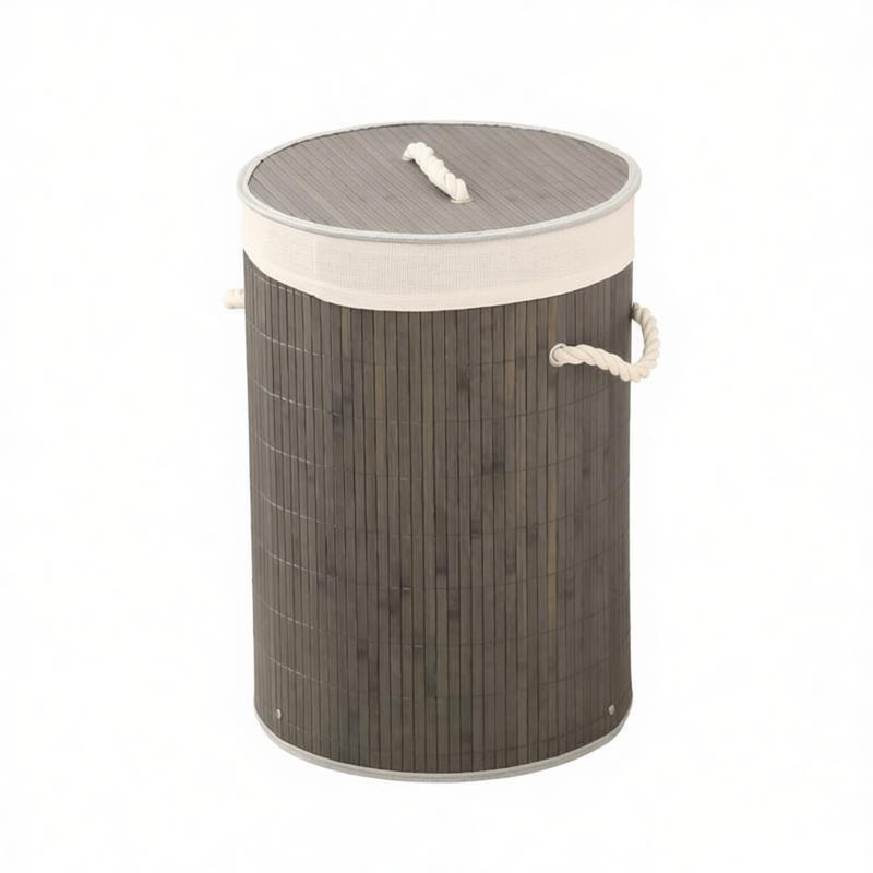 Bamboo Round Laundry Hamper with Lid & Handles | WovenNatural