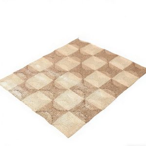 Handwoven rush and corn husk meditation rug, eco-friendly natural fiber floor mat