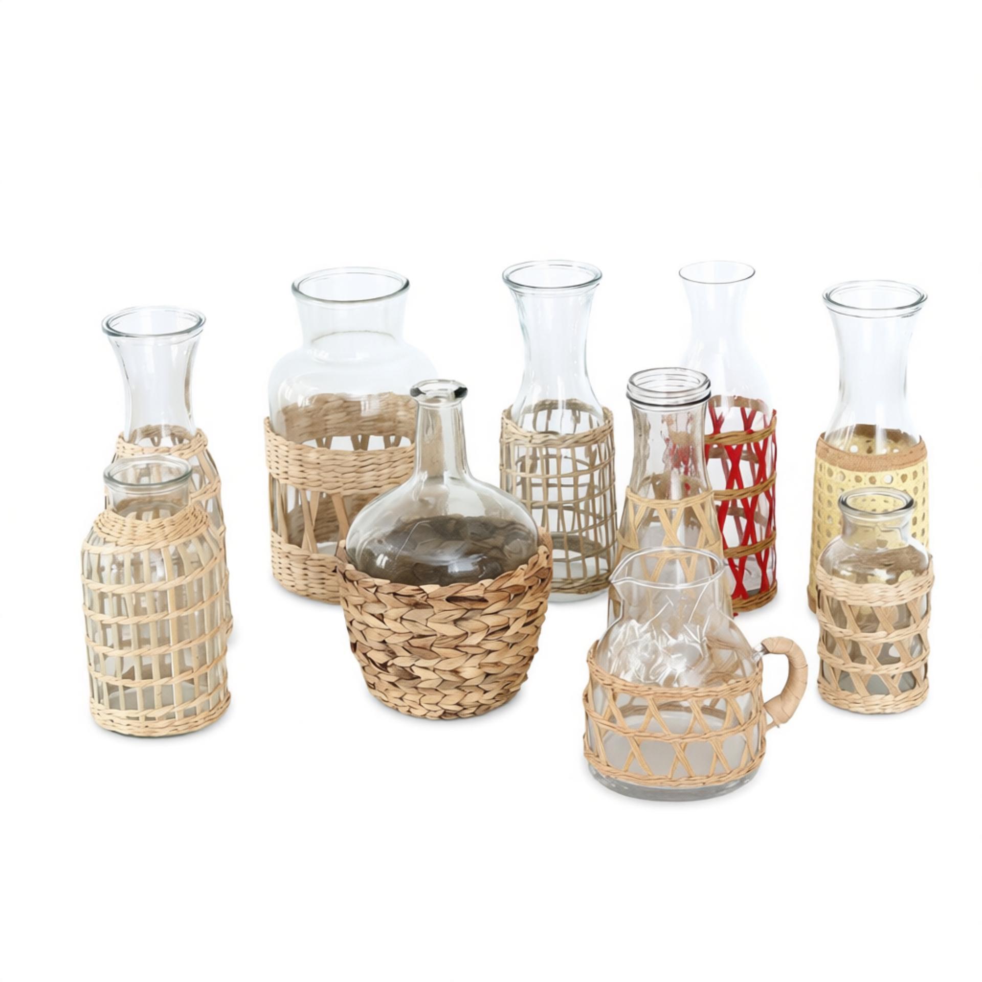 Handwoven Seagrass Glass Vase & Carafe Collection | WovenNatural