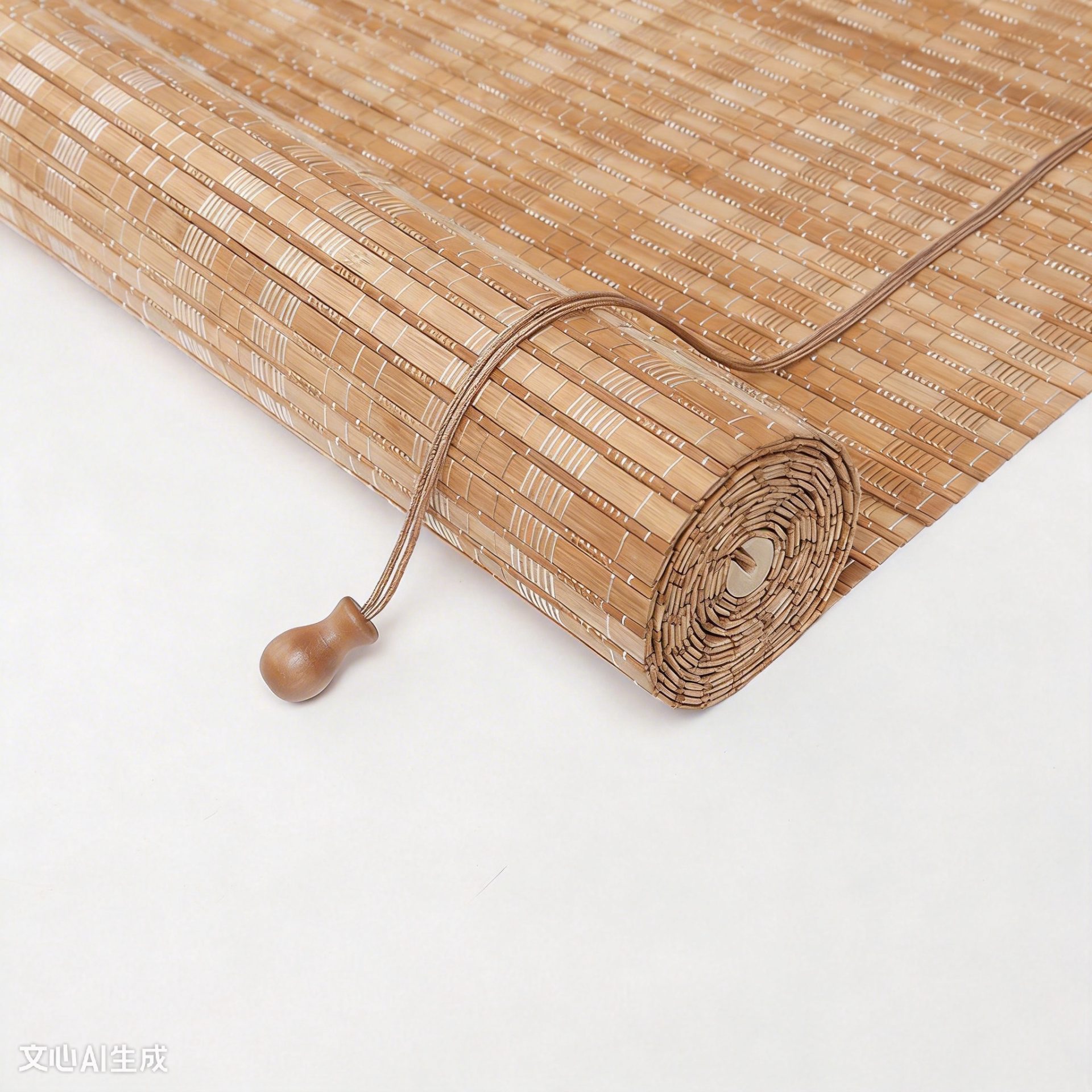 WovenNatural Light Brown Bamboo Roll Up Shade, Custom Light Filtering 45%-90% Texture Detail