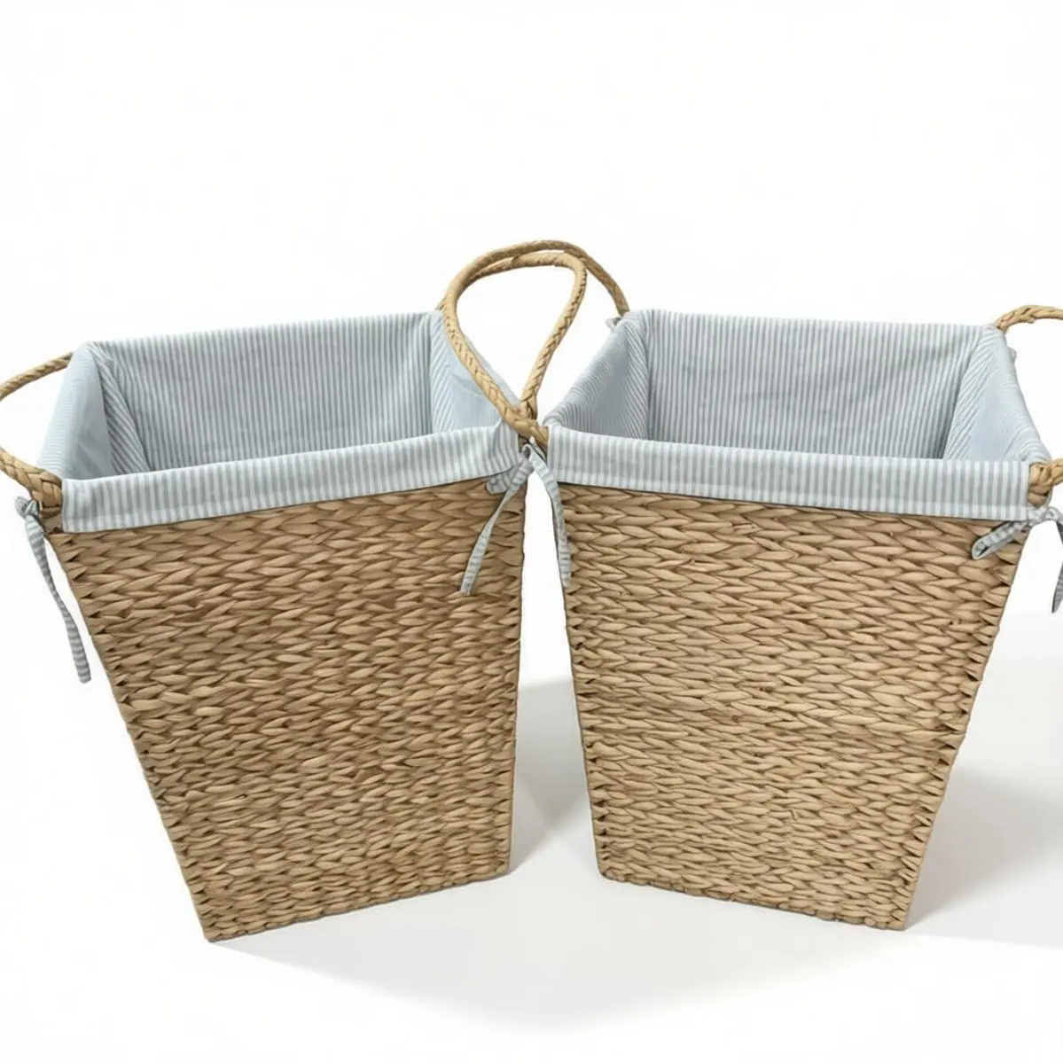 Set of 2 Seagrass Woven Laundry Baskets with Liners | WovenNatural