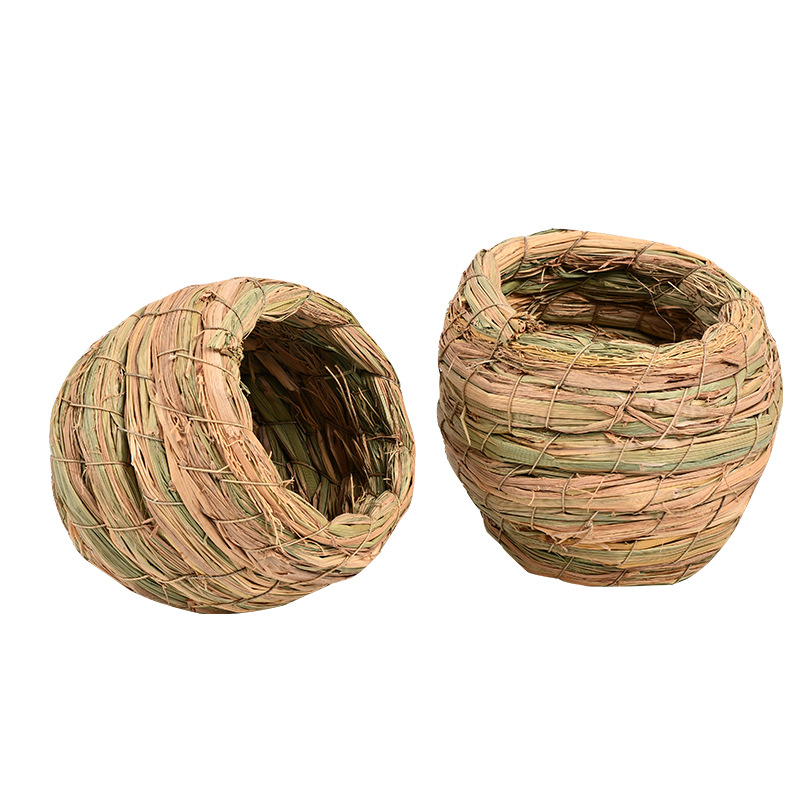 Woven grass bird nest for small birds, natural seagrass bird house