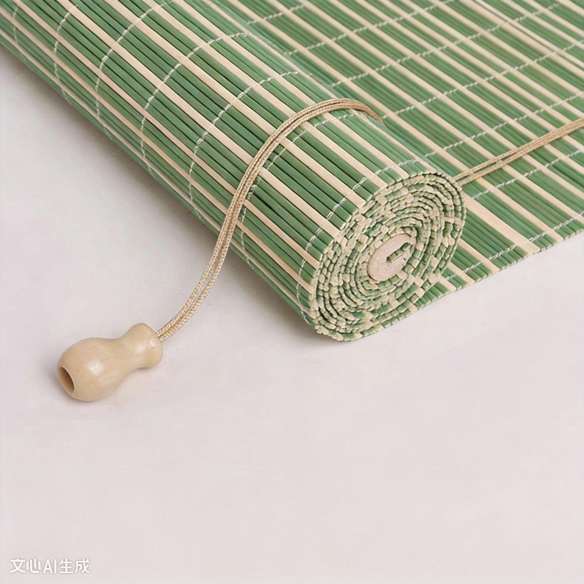 A flat rolled bamboo reed blind