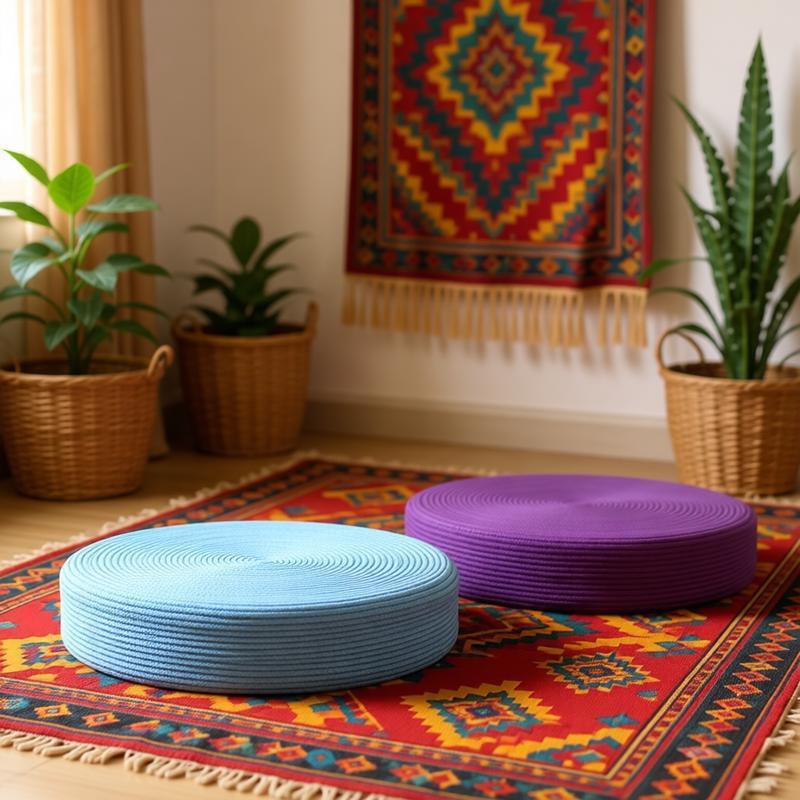 Bohemian style cotton rope cushion, multicolor handwoven floor seat for home decor