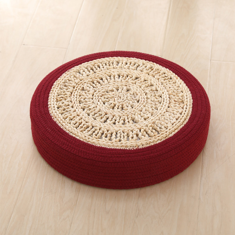 Burgundy handcrochet cotton floor cushion with mandala pattern, custom color and size available