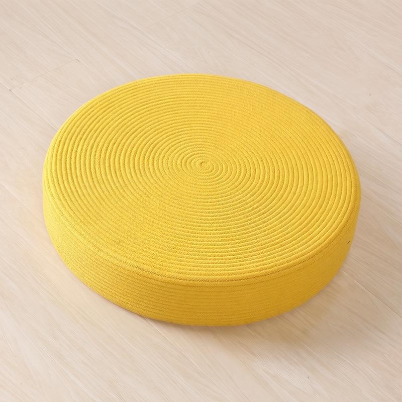 Yellow cotton rope floor cushion, handwoven with eco-friendly natural fiber, custom size available