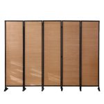 Folding bamboo room divider with 180 cm and 200 cm panel heights, natural woven bamboo in a pine frame