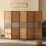 Close-up of the solid pine frame corner and woven bamboo infill