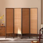 Detail of the woven bamboo surface and joint on a folding room divider panel