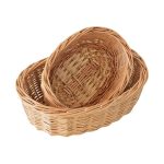 Pair of shallow handwoven willow storage trays in 30x20x9 and 21x15x8 cm