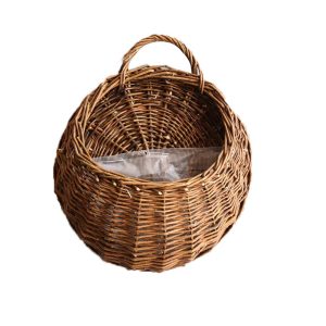 Round willow flower basket with a narrow mouth, 20 cm across with an 8 cm opening