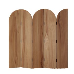 Natural light wood arched top screen photographed on a clean white studio background