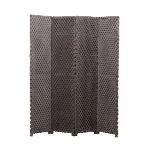 Grey loop texture boucle room divider with small wooden feet photographed on a clean white background