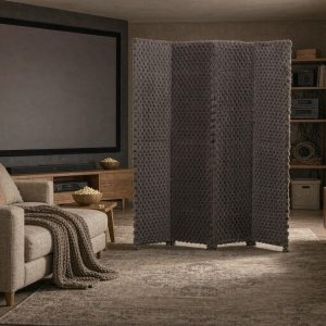 Uniform quilted dot boucle screen surface with slim floor feet shot straight on for catalogue listings