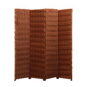 Hand sculpted vertical channels of a rust terracotta ribbed screen, photographed flat for marketplace listings