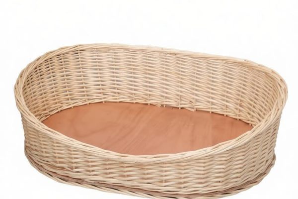Handmade natural wicker woven pet bed with soft cushion, eco-friendly rattan dog bed for home decor and pet comfort