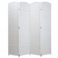 White woven folding room divider screen, white background