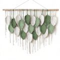 Macrame leaf wall hanging decor, white background